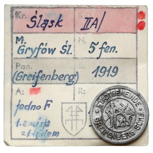 Greifenberg (Gryfów), 5 fenigów 1919 - ex. Kałkowski