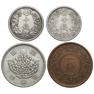 Japan, lot of 4 silver and bronze coins (4pcs)