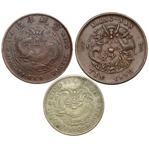 China, Kiangnan Province and Empire, bronze and silver coins, lot (3pcs)