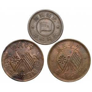 China, lot of 3 bronze coins (3pcs)