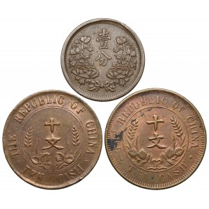 China, lot of 3 bronze coins (3pcs)