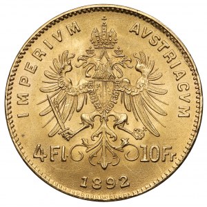 Austria, Franciszek Józef I, 4 floreny = 10 franków 1892