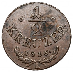 Austria, Franciszek I, 1/2 krajcara 1816-A