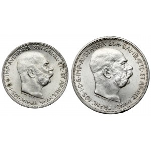 Austria, Franciszek Józef I, od 1 do 2 koron 1913-1915 (2szt)
