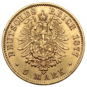 Saschen, 5 mark 1877-E, Dresden