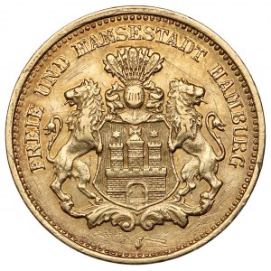 Hamburg, 5 mark 1877-J, Hamburg