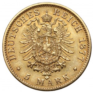 Hamburg, 5 mark 1877-J, Hamburg