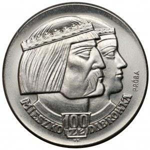 Próba NIKIEL 100 złotych 1960 Mieszko... głowy - z nominałem