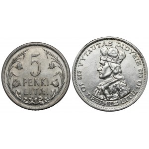 Lithuania, 5 litai 1925 and 10 litu 1936, lot (2pcs)