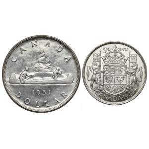Canada, Dollar 1951 and 50 cents 1941 (2pcs)