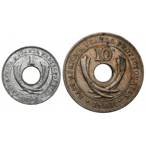 East Africa, Uganda, Edward VII, 1 and 10 cents 1907 (2pcs)