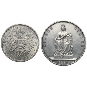 Deutschland, Preussen, Siegestaler 1871 and 2 mark 1901, lot (2pcs)