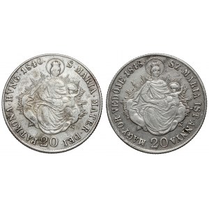 Austria, 20 krajcarów 1840 i 1848 przerobione na spinki (2szt)