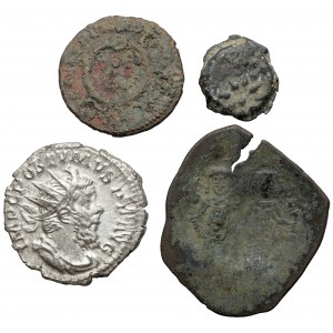 Cesarstwo Rzymskie i Grecja, zestaw monet srebrnych i brązowych (4szt)