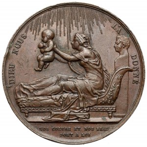 France, Louis XVIII, Medal 1820 - For the birth of duke of Bordeaux