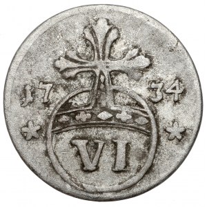 Brunswick-Wolfenbüttel, Ludwig Rudolf, 6 pfennig 1734