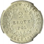 Powstanie Listopadowe, 2 złote 1831 K.G., Warszawa, NGC MS65!!!! Mega nota