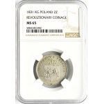 Powstanie Listopadowe, 2 złote 1831 K.G., Warszawa, NGC MS65!!!! Mega nota