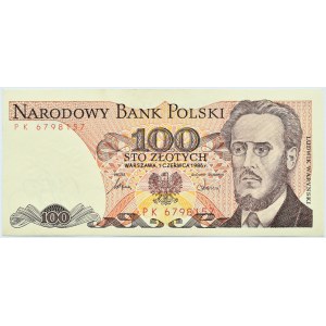 Polska, PRL, 100 złotych 1986, seria PK, Warszawa, UNC