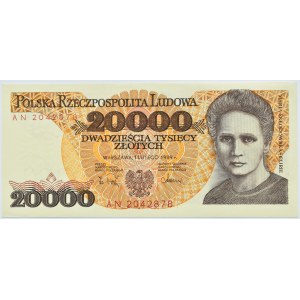 Polska, PRL, 20000 złotych 1989, seria AN, Warszawa, UNC