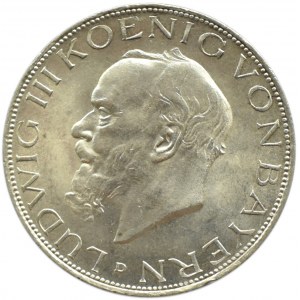 Niemcy, Bawaria, Ludwig III, 3 marki 1914 D, Monachium, UNC