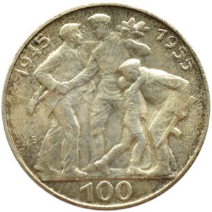 Czechosłowacja, 100 koron 1955, 10 rocznica wyzwolenia, Kremnica, UNC