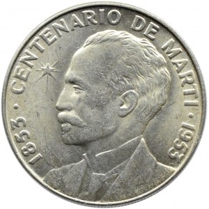 Kuba, Republika, 1 peso 1953, Jose Marti, Filadelfia, UNC