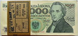 Polska, PRL, paczka bankowa 5000 złotych 1982, seria CK, WIELKA RZADKOŚĆ
