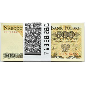 Polska, PRL, paczka bankowa 500 złotych 1982, seria FH