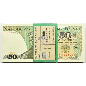 Polska, PRL, paczka bankowa 50 złotych 1988, seria HY