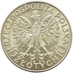 Polska, II RP, Głowa kobiety, 10 złotych 1932, bez znaku mennicy, Londyn