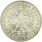 Polska, II RP, Głowa kobiety, 10 złotych 1932, ze znakiem mennicy, Warszawa