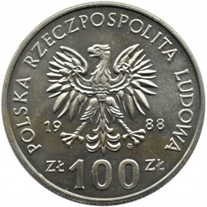 Polska, PRL, 100 złotych 1988, Jadwiga, bez monogramu projektanta