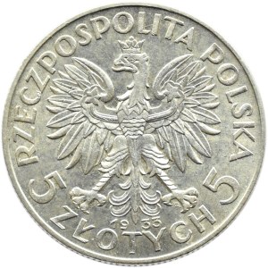 Polska, II RP, Głowa kobiety, 5 złotych 1933, Warszawa