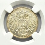 Niemcy, Prusy, 1 marka 1914 A, Berlin, wybitny menniczy egzemplarz, NGC MS67+