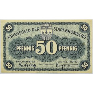 Bromberg, Bydgoszcz, Gutschein 50 pfennig 1919, numer 318204, UNC, granatowy