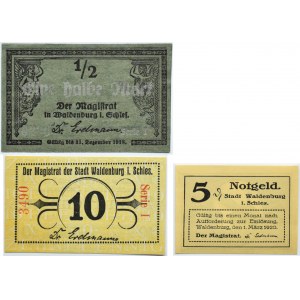 Waldenburg/Wałbrzych, lot 3 notgeldów 1920, UNC