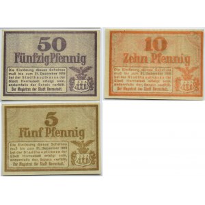Herrnstadt/Wąsosz, lot trzech notgeldów 5, 10, 50 pfennig