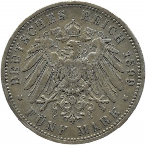 Niemcy, Hesja, Ernest Ludwig, 5 marek 1899 A, Berlin, RZADKIE