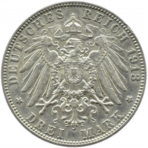 Niemcy, Hamburg, 3 marki 1913 J, Hamburg