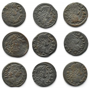 Jan II Kazimierz, lot 9 sztuk szelągów (boratynek) 1661-1665, Ujazdów