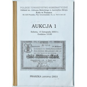 PTN w Jastrzębiu Zdroju, koło w Praszce, Aukcja 1 (jedyna) - listopad 2003 - notgeldy polskie