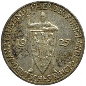 Niemcy, Republika Weimarska, 3 marki 1925 D, Monachium, Rheilande