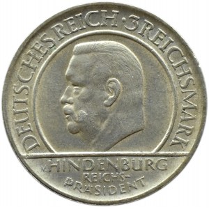 Niemcy, Republika Weimarska, 3 marki 1929 D, Monachium, Przysięga Hindenburga