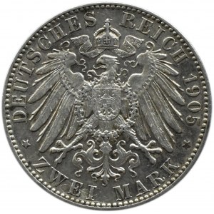 Niemcy, Saksonia, Fryderyk August, 2 marki 1905 E, Muldenhütten