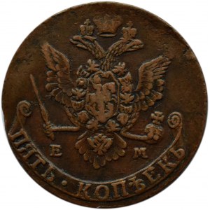 Rosja, Katarzyna II, 5 kopiejek 1778 E.M., Jekaterinburg, rzadsza odmiana
