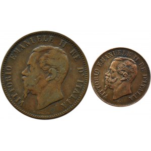 Włochy, Vittorio Emanuele II, lot monet 2,10 centesimi 1866-1867, Mediolan/Neapol