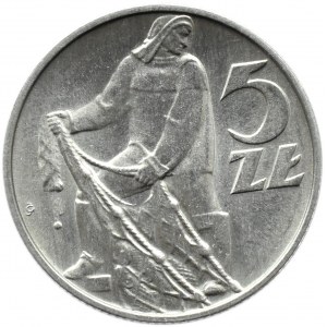 Polska, PRL, Rybak, 5 złotych 1974, Warszawa, IDEALNE, UNC