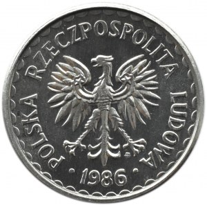 Polska, PRL, 1 złoty 1986, Warszawa, UNC