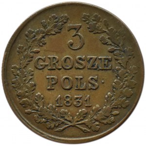 Powstanie Listopadowe, 3 grosze 1831 K.G., Warszawa